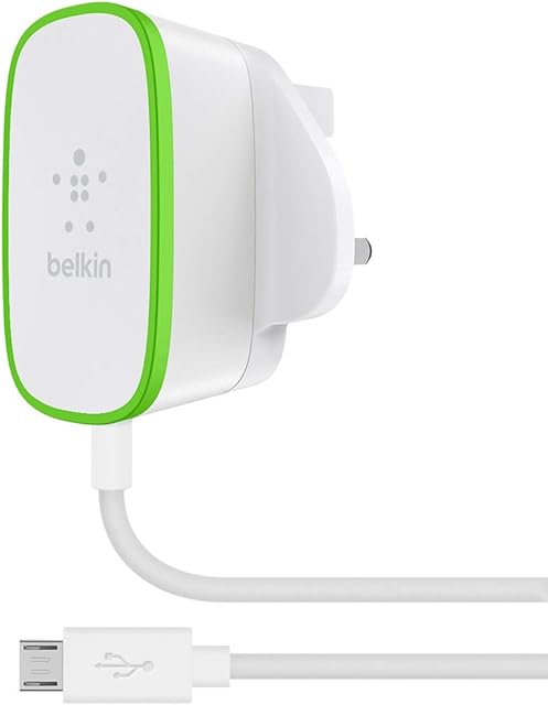 Belkin BOOST UP 1.8 m Fast Charge 12 W Hardwired Micro-USB Home Charger for Samsung Galaxy S10, S10+, S10e, Note9 and More, White