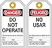 Danger Bilingual Tag, 6 x 3-1/8In, PK25