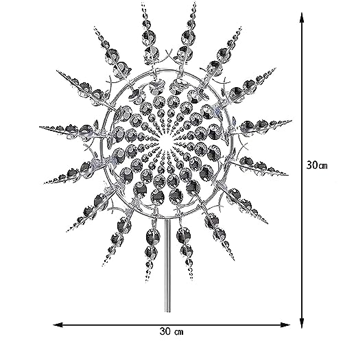 Einzigartige und magische WindmüHlen aus Metall,Rostfrei Windrad Rasen-Wind-Spinner Metall Mandala Windspiel für Terrasse Rasen Dekoration Metall-Windmühle – Bild 3
