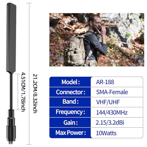 ABBREE Ham Radio Antenna Long Range SMA-Female VHF/UHF 144/430MHz Foldable Tactical Gooseneck Antenna Whip for Baofeng UV-5R Mini,BF-F8H PRO,5RM,K5PLUS,AR-152,UV32,DM32,UV-21R,UV-25 Radio Accessories