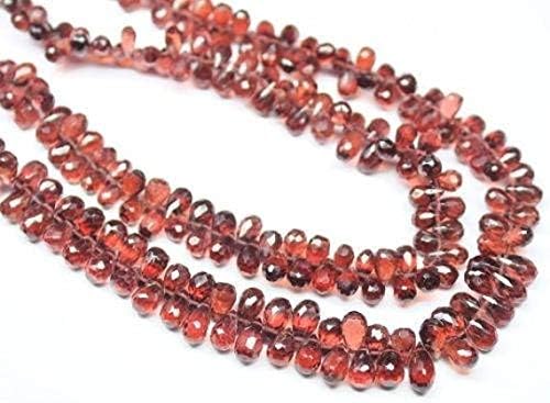 Rhodonite Garnet Tear Drop Faceted 4'' Long Strand Gemstone Beads, Jewelry Supplies for Jewelry Making, Bulk Beads, for Meditation Jewellery Gemstone 6mm to 7mm
