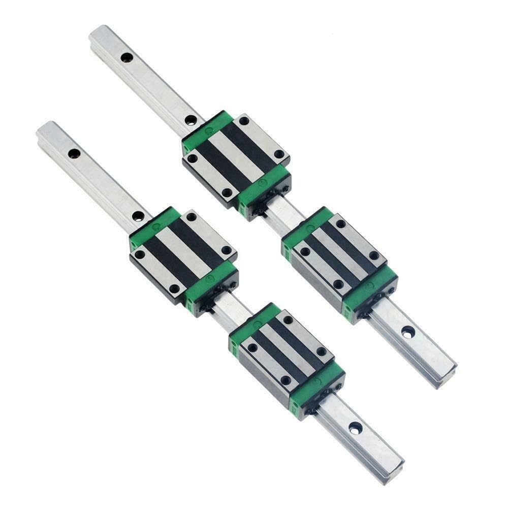 HGR20 300 mm 2 Pieces Linear Rail with 4 Pieces HGH20CA Bearing Cushion Blocks for DIY 3D Printers and CNC Machine Milling Machines
