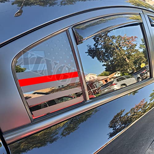 Image of Xinghe for Dodge Charger 2011-2022, Rear Side Window American Flag Decals, 2pcs Matte Black USA Flag Decal for Truck Back Window, Waterproof Vinyl, Durable and Easy Remove Truck Decal (For Dodge Charger 2011-2022, Matte Black Thin Red Line)
