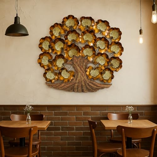 Image of Bharat Art Metal Iron Jali Tree Wall Art Decor for Living room Home Bedroom Cafe Interior Decorative | Elegant Wall Hanging Sculpture | Gift Item | Multicolor | 30 x 2 x 30 Inch | W173