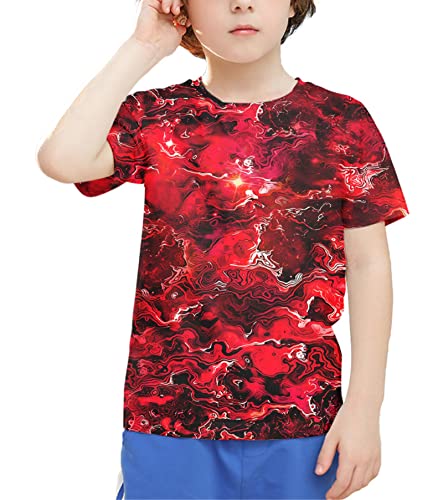 Image of Linnhoy Kids 3D Print Fashion Graphic T-Shirts for Boys Girls 6-16 Years | Unisex Colorful Short Sleeve, Crewneck, Breathable Fabric, Suitable for Daily Sport Festival Wear