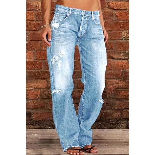 High Waisted Jeans for Women 2025 Loose Distressed Ripped Stretchy Straight Leg Boyfriend Denim Pants2