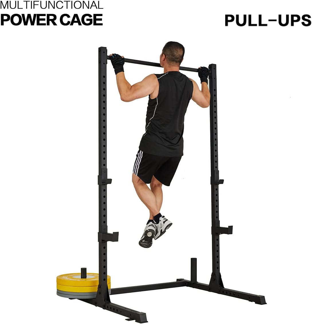 papababe Squat Rack 800 LB Capacity Power Rack 2"x 2" Steel Power Cage Exercise Stand with 4 J-Hooks for Bench Press, Weightlifting and Strength Training : Sports & Outdoors