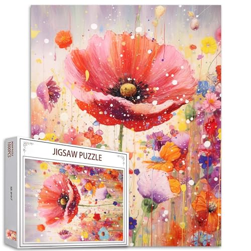 Tucocoo Puzzle Coquelicot Rouge 1000 Pièces Activité Familiale Décoration Murale Cadeau