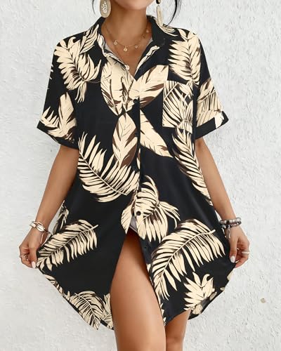 Image of Bsubseach Women Swimsuit Coverup Shirt Dress Button Down Bathing Suit Cover Up Beach Vacation Outfits