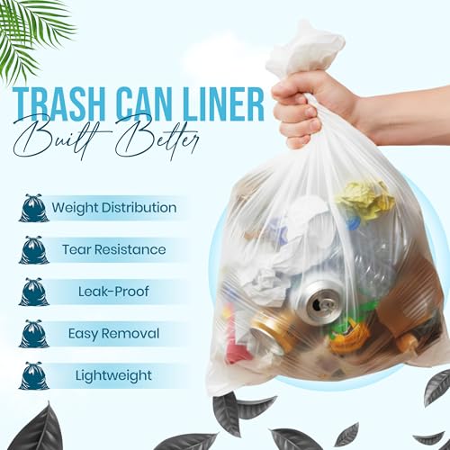 Image of Premium 7-10 Gallon Trash Can Liners 1000 Count (24 inch x 24 inch, 6 Mic) - Strong Multipurpose Clear Trash Bags on Easy-Tear Rolls for Home, Office, Commercial & Industrial Use - 20 Rolls, 50 Count