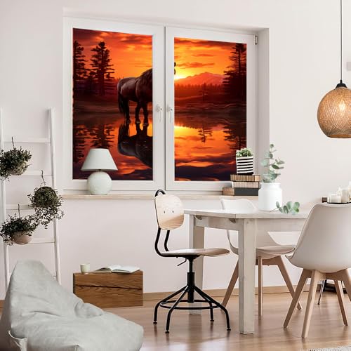 Vinilo Decorativo de Privacidad con Caballos y Atardecer 23.6x35.4 cm x2 miniatura 5