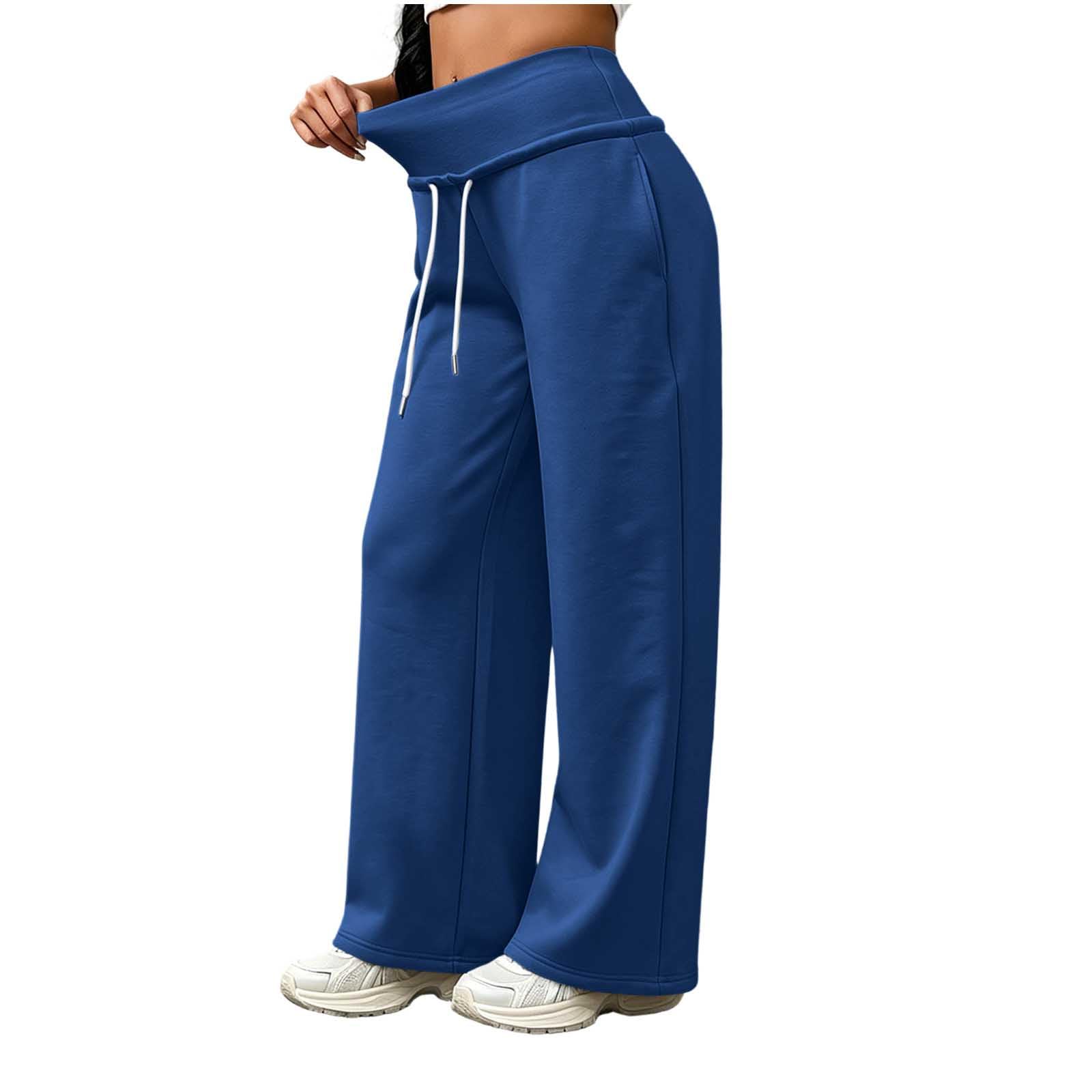 Pantaloni da Jogging Donna Pantaloni Lunghi a Vita Alta Pantlone Cotone con Coulisse Regolabile Leggeri e Comodi Pantalone da Corsa con Tasche Tinta Unita Pants Baggy per Allenamento e Fitness