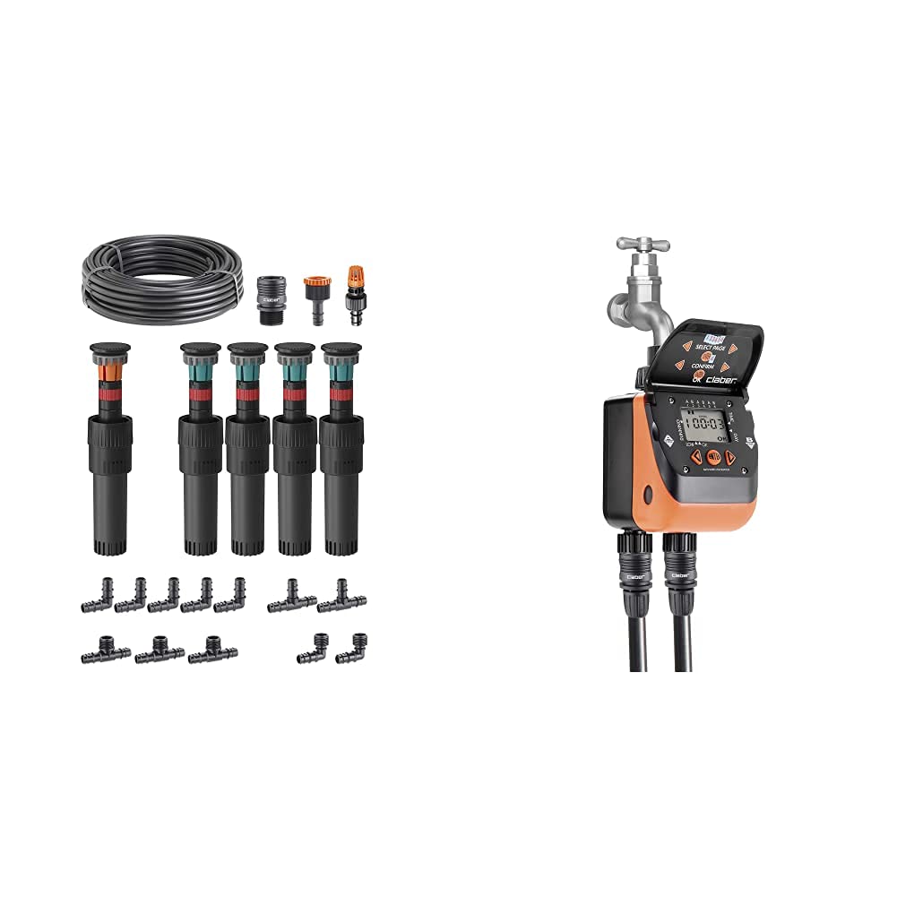 Claber 46 90200 Starter Kit Colibrì, Arancione & 8410 Aquadue Duplo Evolution, nero, arancione, 9,6x22,5x10,8 cm