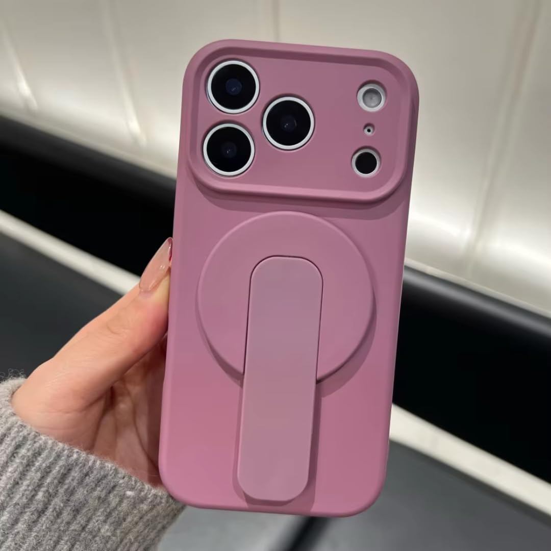 Custodia con supporto in silicone liquido per iPhone 17 Air 16 Plus 15 14 13 12 Pro Max 16e con cover posteriore morbida magnetica (per iPhone 17 Pro/Ribes nero viola)