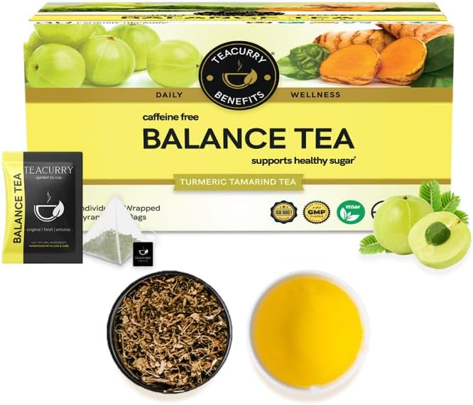 TEACURRY Diabetes Tea (1 Month Pack, 30 Tea Bags) - Helps Blood Sugar Level and Anti Diabetes Support - 100% Herbal Tea