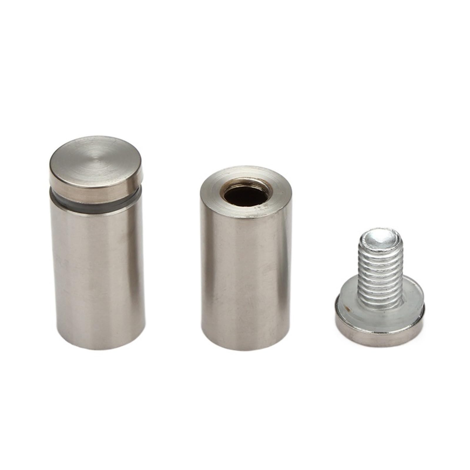 Soportes de fijación, Tornillos separadores de Acero Inoxidable for letreros y Vidrio, Varios tamaños, Plateados, Paquete de 10(25mm X80mm)