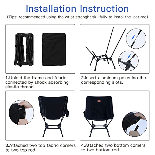 Moon Lence Adjustable Camping Chair For Adults, Folding Chair Heavy Duty For Heavy People - Portable Compact Backpacking Chair Comfortable Lawn Chair Beach Chair #TOP6