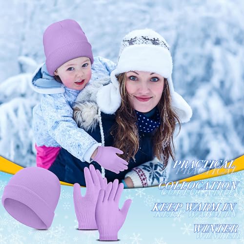 Image of Xtinmee 100 Pcs Kids Winter Beanie and Gloves Bulk Warm Knit Hat Stretchy Full Fingers Gloves Pack Unisex Cold Weather Set