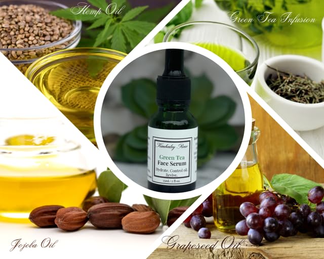 Green Tea Face Serum for Youthful skin, Dry Skin, with Grapeseed Oil, Natural Green Tea Infusion, No Water, Silicones or Alcohol - Image 2