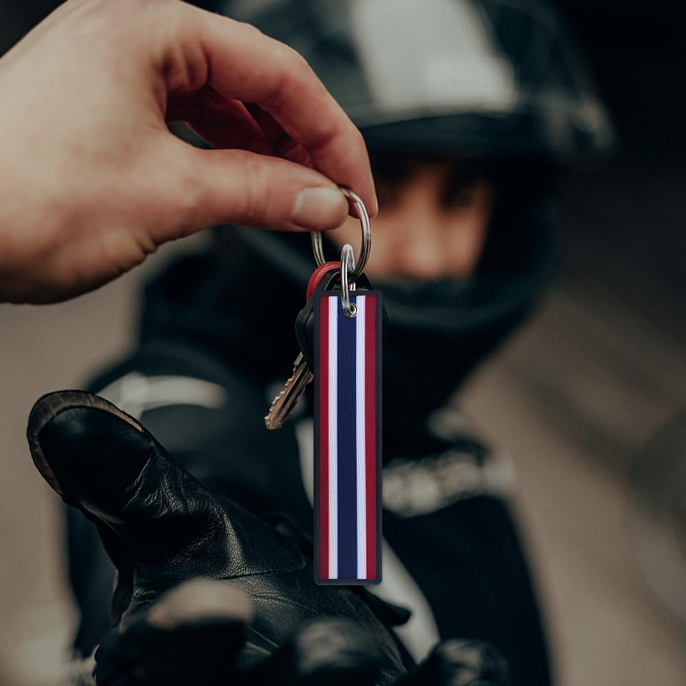 JAVD Thailand Flag Keychain Tag with Key Ring - Keys, Cars, Motorcycles, Backpacks, Luggage and Gifts - EDC (3 Pack) - Image 4