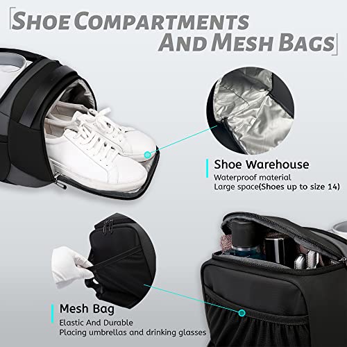 Bange Sports Duffel Bags With Shoe Compartment 21 Inch Gym Bag For Men With Wet Compartment Waterproof Gym Bag Travel Duffel Bags With Thickened Plastic Bases Medium Duffel Bag Grey #TOP2