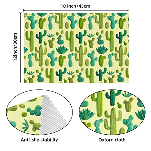 Lot de 6 sets de table antidérapants cactus vert jaune résistant à la chaleur