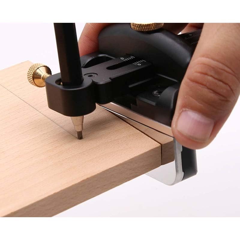 Marking Gauge, Layout Tool with Ruler, 90° Square & Limit Stop for Woodworking, Carpentry, and Construction Measuring (8 Inch/20Cm, Black)