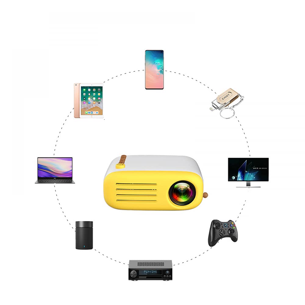 Siqi Mini Proiettore Video-Proiettore Portatile, Videoproiettore Multimediale Home Theater,Compatibile Con Full Hd 1080P Hdmi,Vga,Usb,Av,Laptop,Smartphone-White