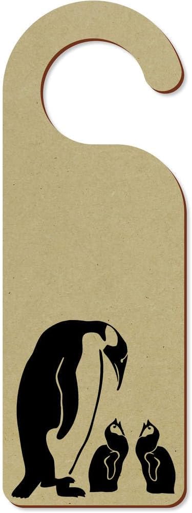 Azeeda 'Penguin Family' 200mm x 72mm Door Hanger/Sign (DH00056629)