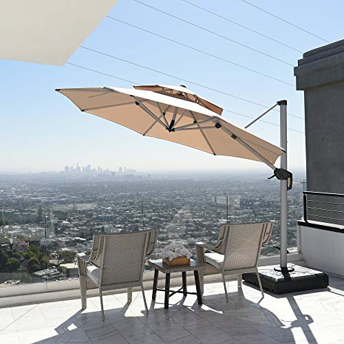 Purple Leaf 12 Feet Double Top Round Deluxe Patio Umbrella Offset Hanging Umbrella Outdoor Market Umbrella Garden Umbrella Beige Buy Online In Fiji At Desertcart