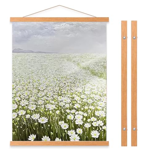 Poster Frame 31cm/12.2Inches Light Wood Wooden Magnetic Poster Hangers Canvas Frame A3 Poster Frame for Posters Pictures Scrolls Calendar Planner Prints Photos Artwork Maps Canvas