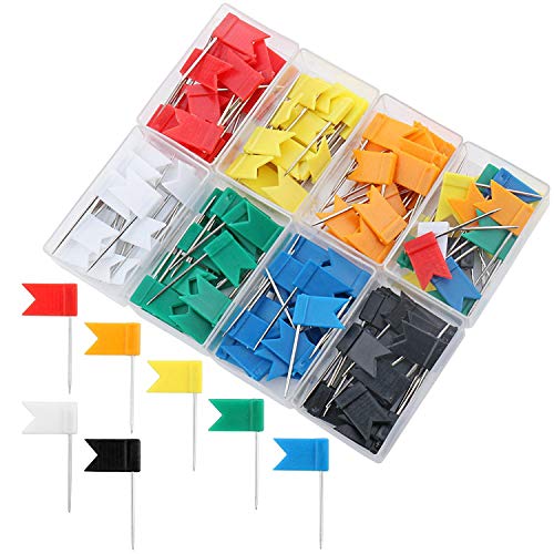Lot de 160 épingles pour carte, drapeau de la carte - 7 couleurs assorties Cover