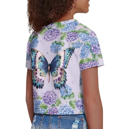 Image of 4th of July Shirt for Girls 7-8 Years US Flag Crop Tops Kids Outfit Independent Day Graphic Tee-