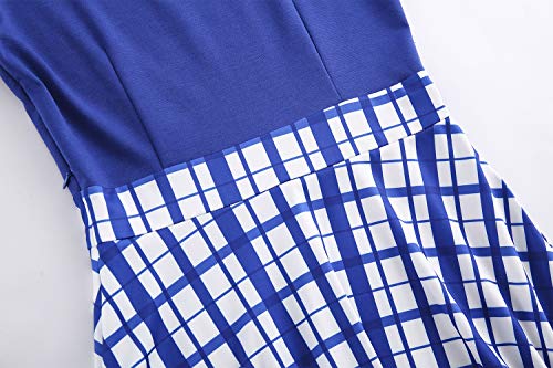 Image of Women's Elegant Vintage Dresses Knee Length Casual Floral Print Work Party Peter Pan Collar A-Line Dress with Pockets 978