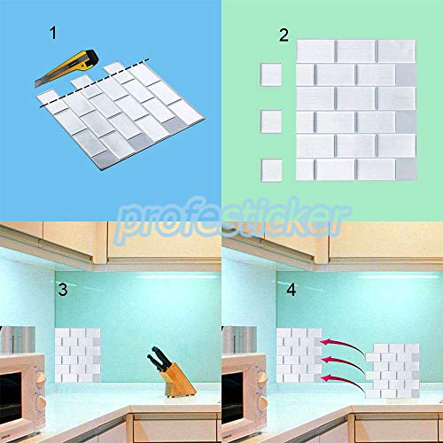 Profesticker Vinilo Azulejo Adhesivo Cenefa Adhesiva 3D Auto-Adhesivo