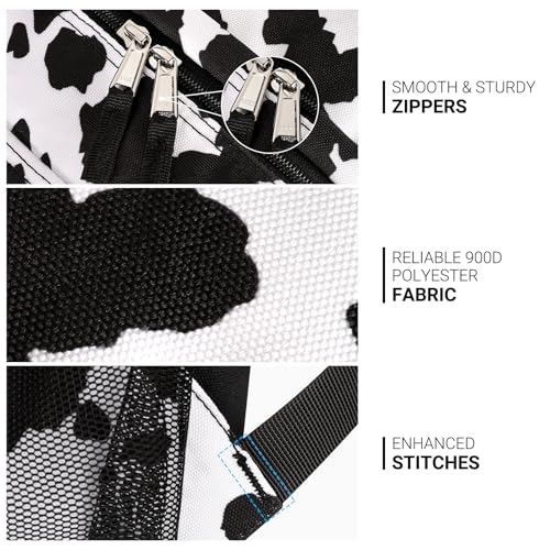 Image of ZORFIN 26L Backpack for College, and Travel: Water Resistant Bookbag - Cow Print Black