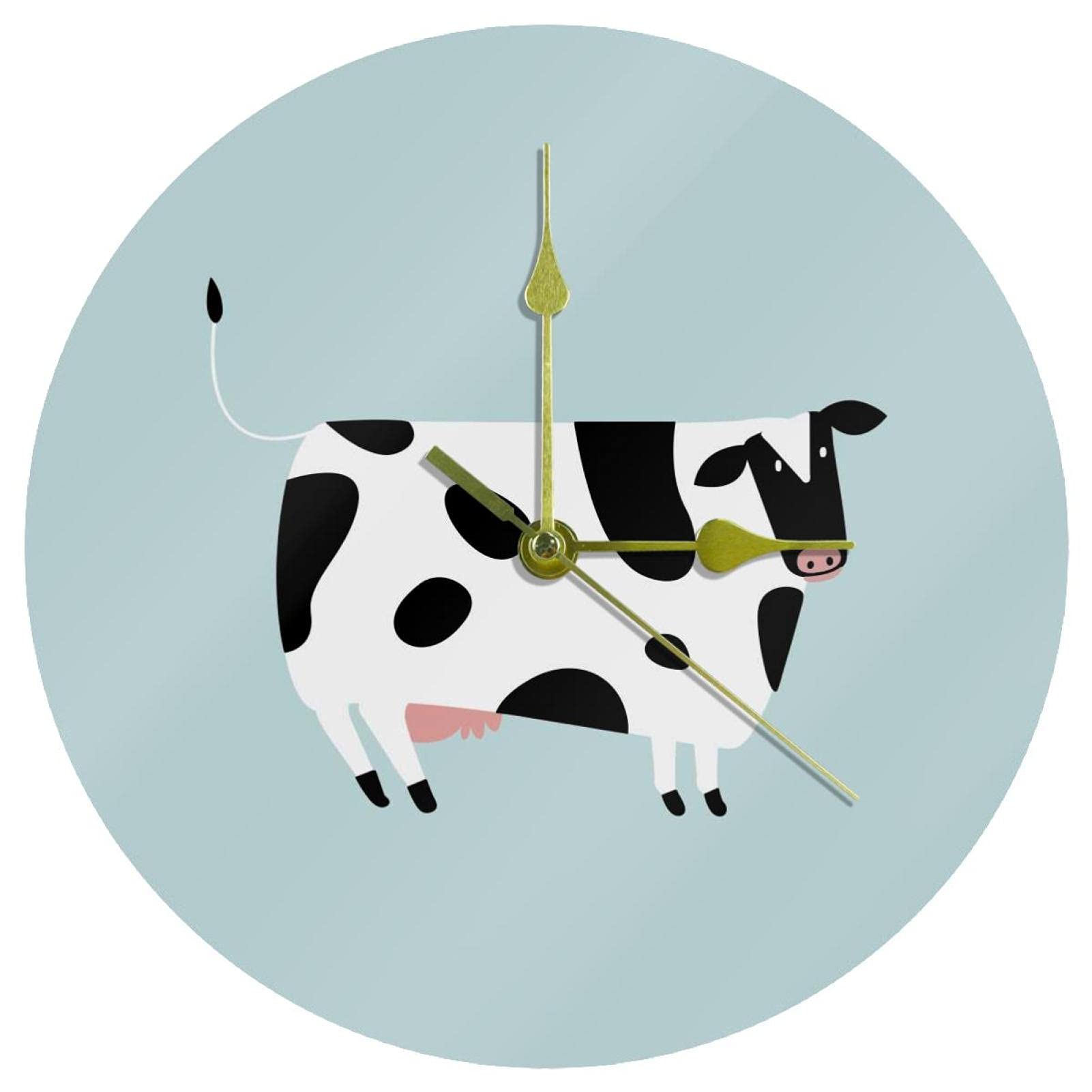 Horloge murale sans tic tac motif vache pour classe et bureau