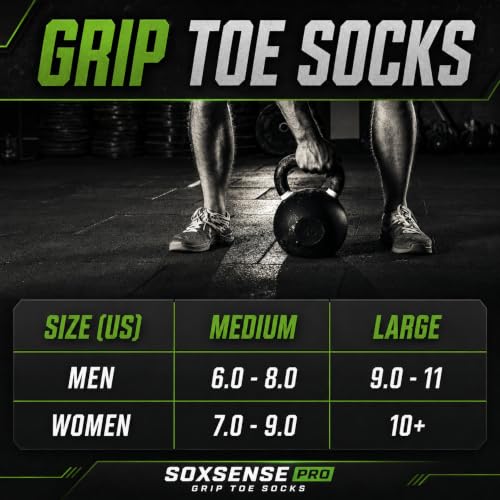 Image of Soxsense Soccer Grip Toe Socks, Non-Slip Socks for Sports & Pilates | Individual Five-Toe Design, Non-Slip Grip Sole, Supportive Arch Fit, Breathable Mesh Ventilation