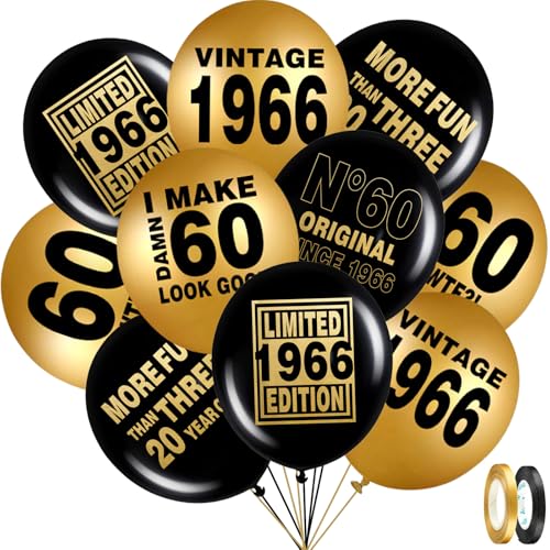 60th Black and Gold Balloons for 60th Birthday Party Decorations Balloons designed specifically for a 60th birthday 12inch Latex 24pcs Balloons for Party Supply