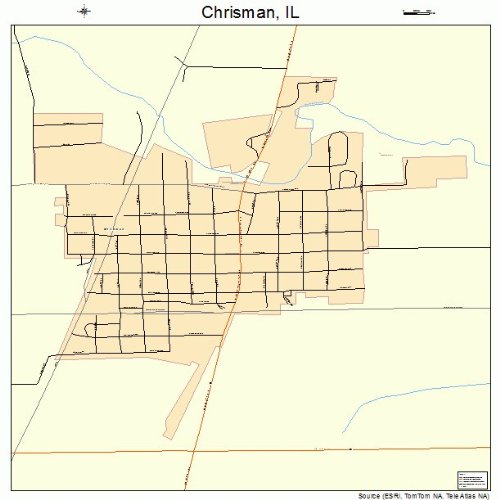 Large Street & Road Map of Chrisman, Illinois IL Printed poster size