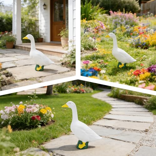 Figura de ganso de resina blanca para escritorio 7 pulg miniatura 5