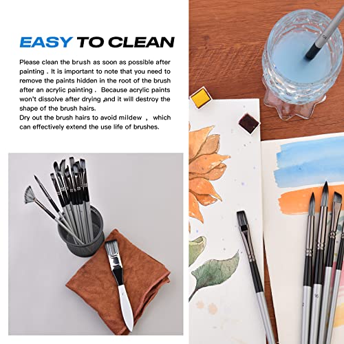 Paint Brushes For Acrylic Painting Artist Paint Brush Set 24 Acrylic Oil Paint Brushes Set Knife For Acrylic, Oil, Watercolor And Gouache With Cloth Roll And Painting Knife #TOP3