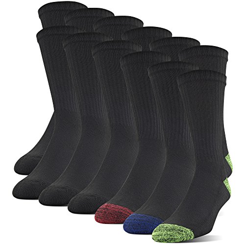 Gildan Men's Polyester Half Cushion Crew Socks, 12-Pairs, Assorted, Shoe Size: 6-12 - image 1