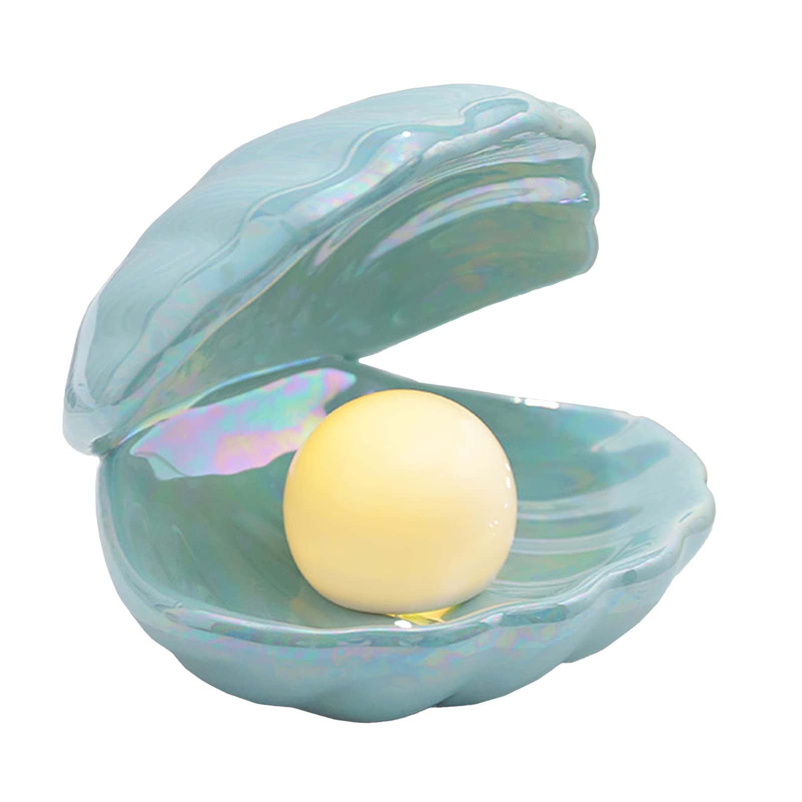 Shell lamp Night Light,Mood lamp Ceramic Ornament for Bedroom Living Room 13.5X 15 x16 cm (Green), 16 x 15 x 13.5 cm - Image 4