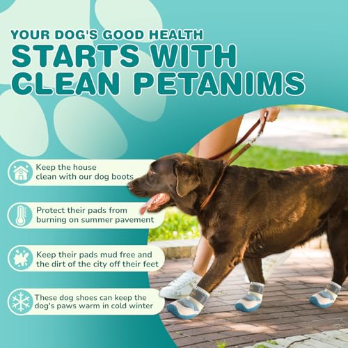 Dog-Shoes-for-Large-Dogs-Medium-Dog-Boots-Paw-Protectors-for-Winter-Snow-Waterproof-Dog-Booties-for-Hot-Pavement-Hardwood-Floors-for-Rainy-Blue-Size-3 Dog Shoes for Large Dogs Medium Dog Boots Paw Protectors for Winter Snow Waterproof Dog Booties for Hot Pavement Hardwood Floors for Rainy Blue Size 3