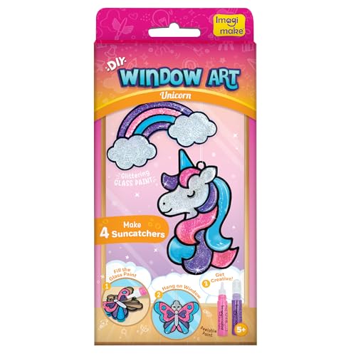 Image of Imagimake DIY Window Art Unicorn | Glass Painting Kit | Art & Craft Kit for Girls | Perfect Birthday Return Gifts for Kids Ages 5,6,7,8,9,10, Multicolour