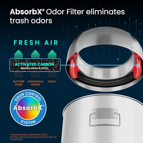 Image of iTouchless 16 Gallon / 61 Liter Dual-Deodorizer Trash Can and Recycle Bin, Stainless Steel Commercial Grade Large 10 Inch, Home, Restaurant, Restroom, Office, Open Top, Round