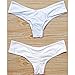 CROSS1946 Sexy Women's Bikini Thong Bottom Brazilian V Cheeky Ruched Semi Swimsuit, White, Medium