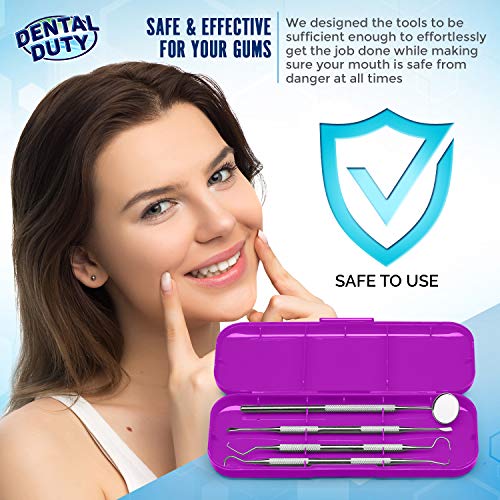 Professional Dental Hygiene Kit - Calculus & Plaque Remover Set - Stainless Steel Tools-Tarter Scraper, Tooth Pick, Dental Scaler And Mouth Mirror Instruments. Hygienist Kit- Home Use Tools For Adults