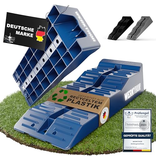 WERKTHOR Cales pour Camping-Car 3 Niveaux [Jeu de 2 – Bleu] | Cale de Niveau Camping Car et Camping-Car | Rampe Camping Car de Nivellement | Cale Roue...